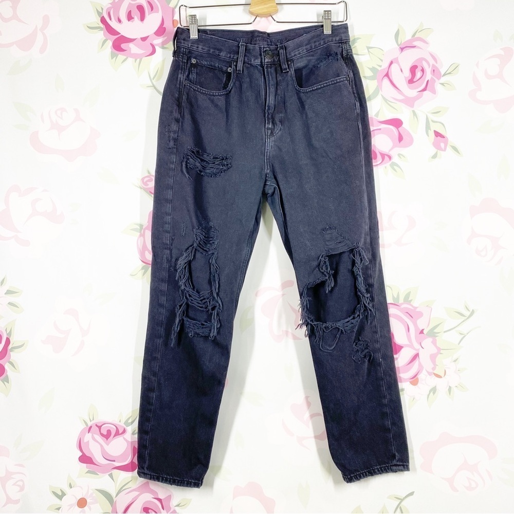 American Eagle Outfitters AEO Black Slim Boyfriend Distressed Denim Jeans 6